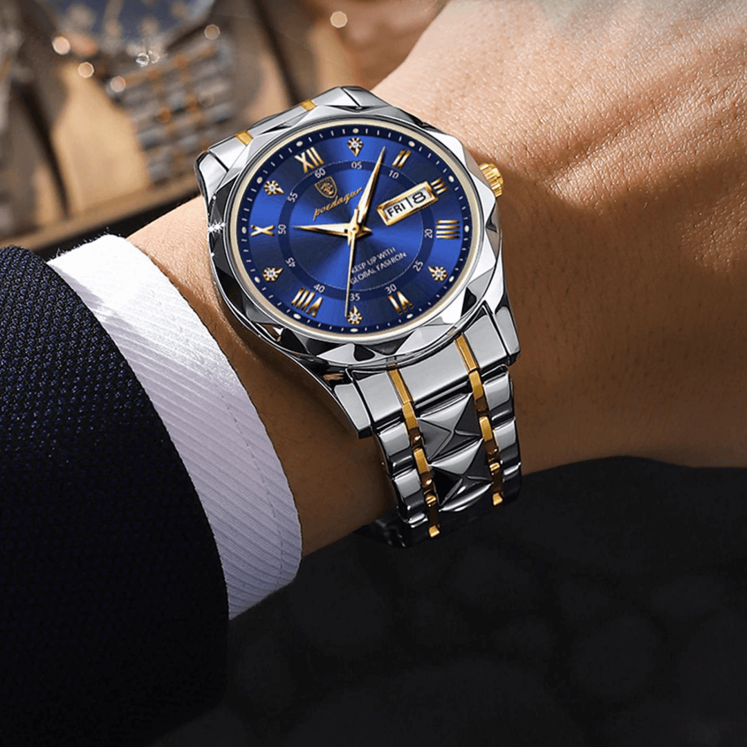Reloj de hombre, regalo ideal. Elegante, de cuarzo y con pulsera de acero duradera.