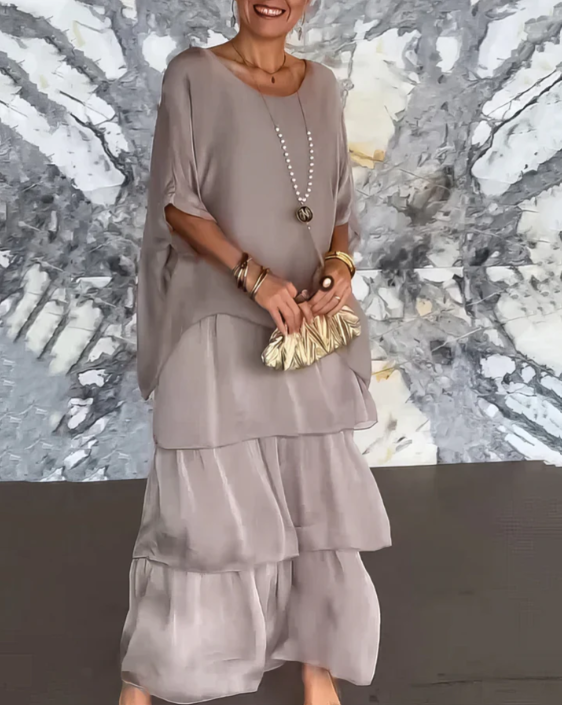 Vestido de moda Lourdes, largo y fluido, ideal para mujer, estilo primaveral y veraniego.