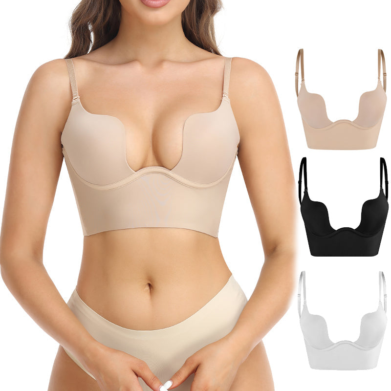 Lencería invisible sin costuras para mujer, escote V profundo. Perfecto bajo ropa con espalda baja.