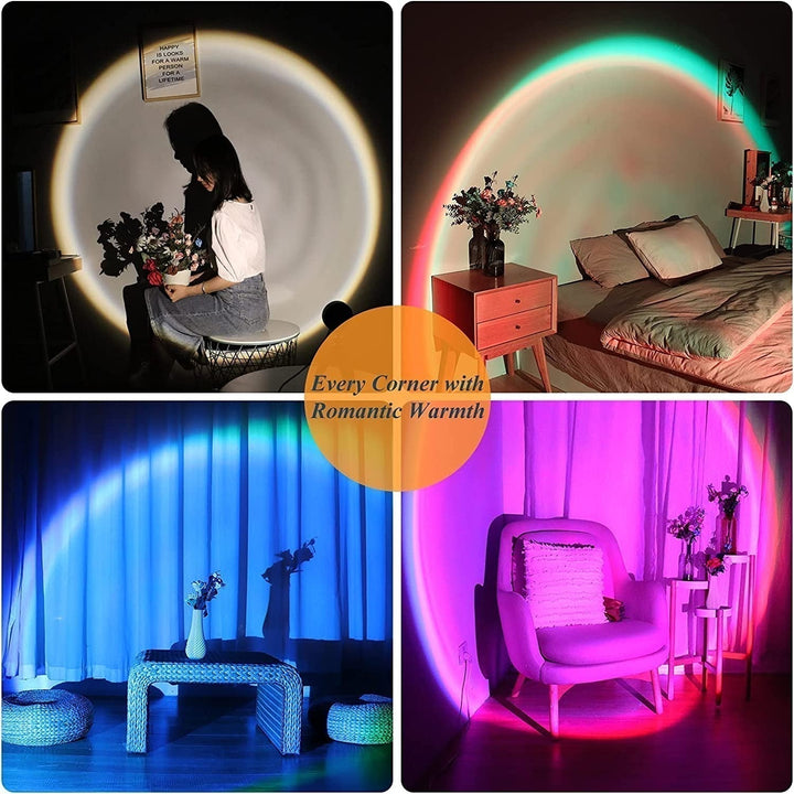 Iluminación ambiental LED USB. Lámpara de atardecer cálida para decoración moderna y relajante. Perfecta para el hogar.