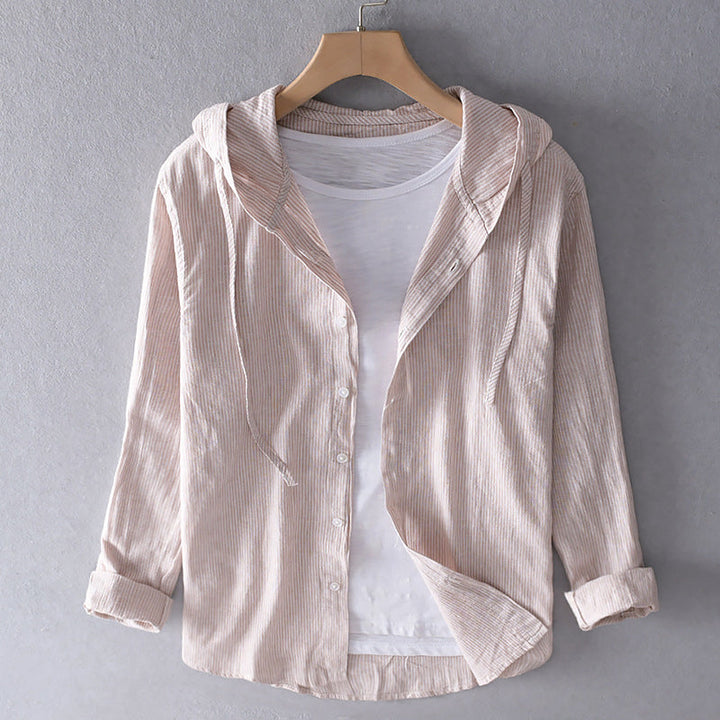 Blusa con capucha y manga larga para mujer, de lino y algodón. Prenda casual y transpirable.