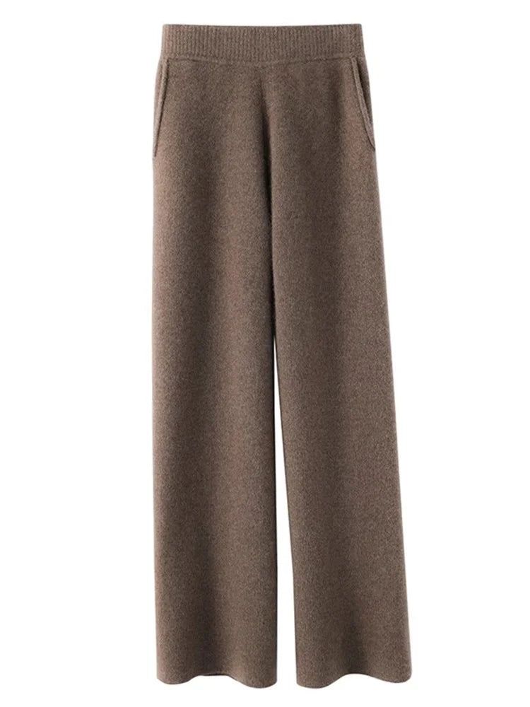 Pantalones versátiles de mujer, cintura alta, cálidos, perfectos para un estilo elegante o relajado.