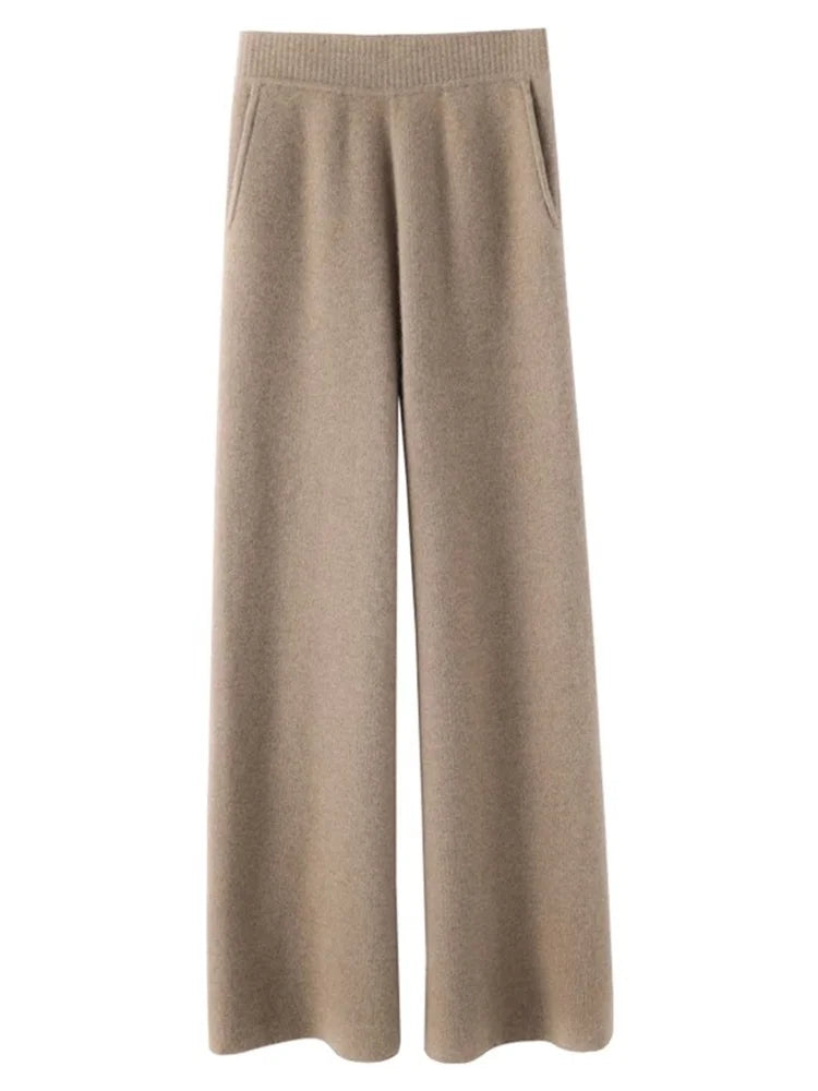 Pantalones de cintura alta para mujer, con ajuste cómodo y tejido suave, ideales para climas fríos.