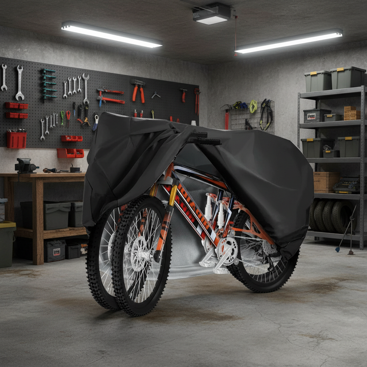 Funda robusta e impermeable para bicicleta. Cubierta resistente al viento y rayos UV, ideal para protección exterior.