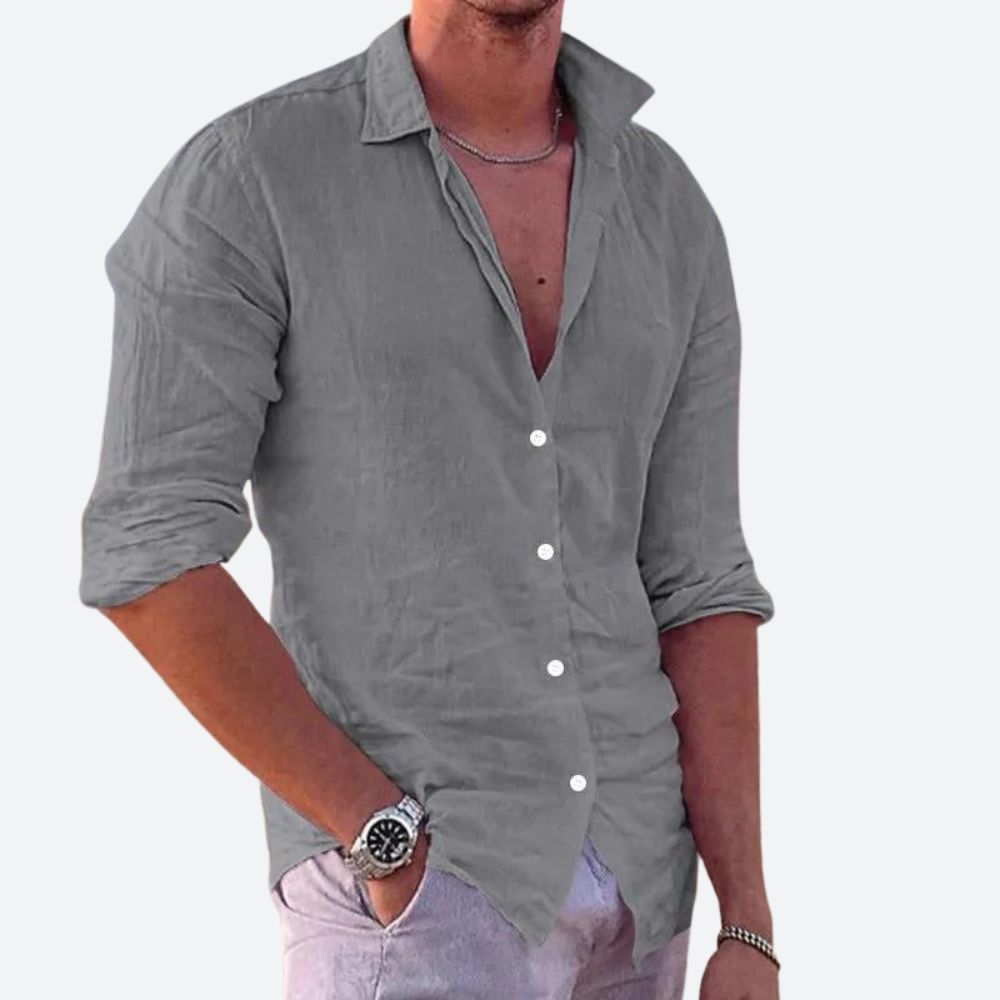 Estilosa camisa casual de hombre, manga larga. Moda masculina para un look moderno y confortable. Perfecta para tu día.