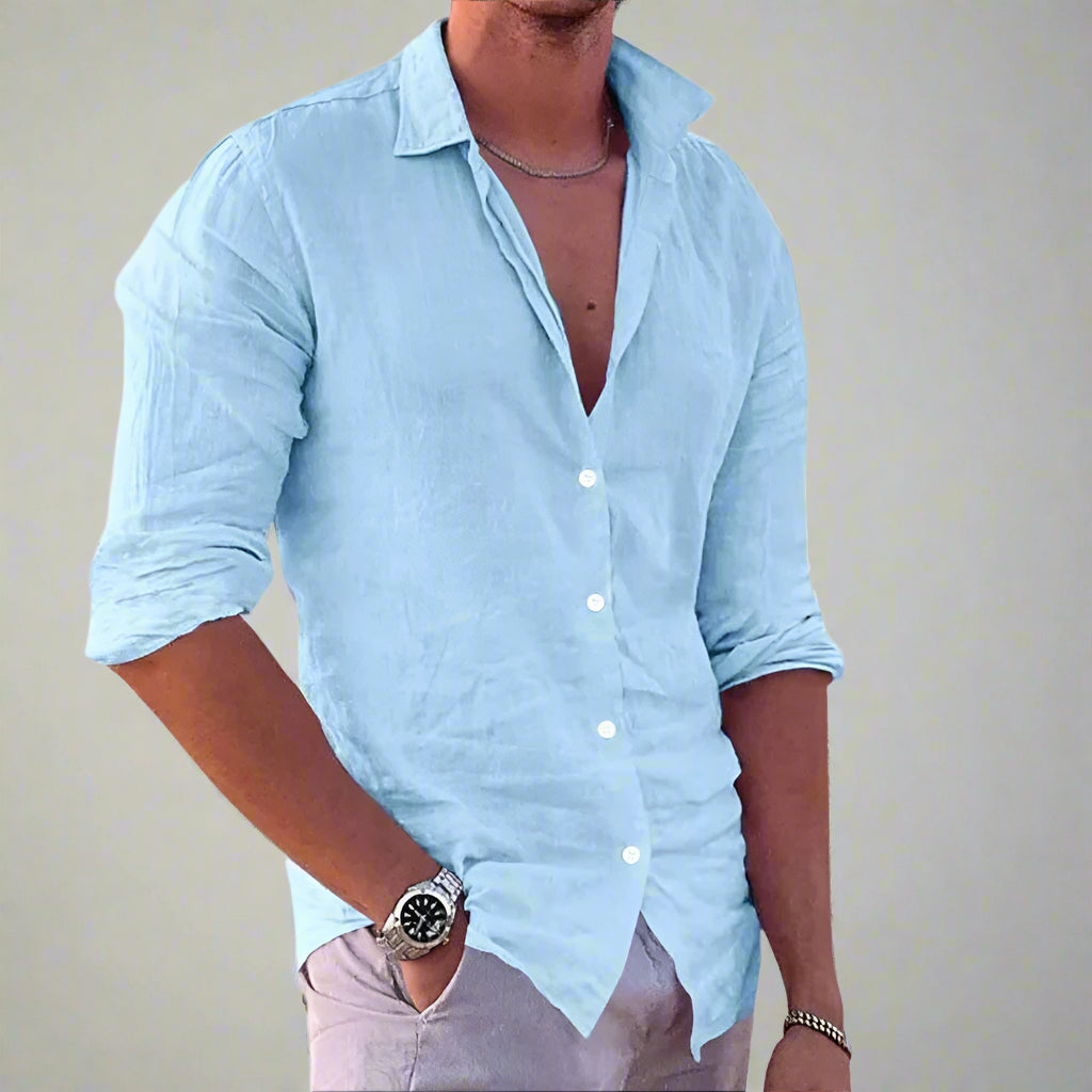 Camisa de manga larga para hombre, ideal para un look casual y moderno. Disfruta de la comodidad duradera y el estilo.