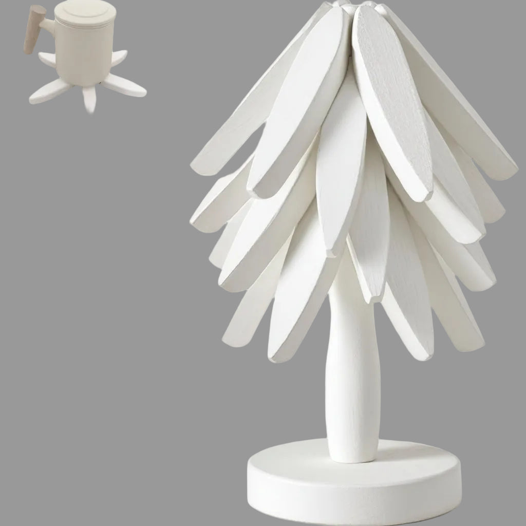 Salvamanteles de madera de haya, plegable, para protección de calor en la cocina. Diseño árbol único.