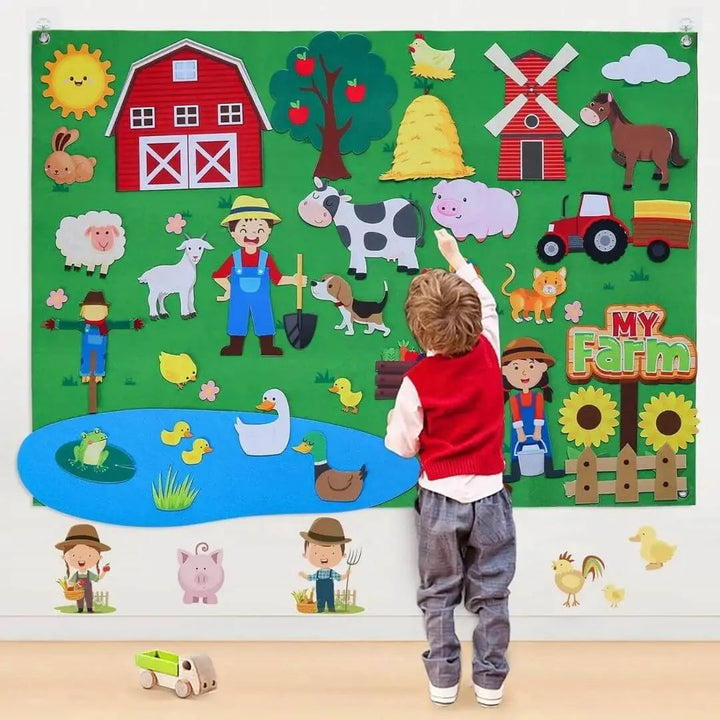 Tablero de fieltro Montessori para niños, estimula la creatividad y el juego educativo. Ideal para el desarrollo.