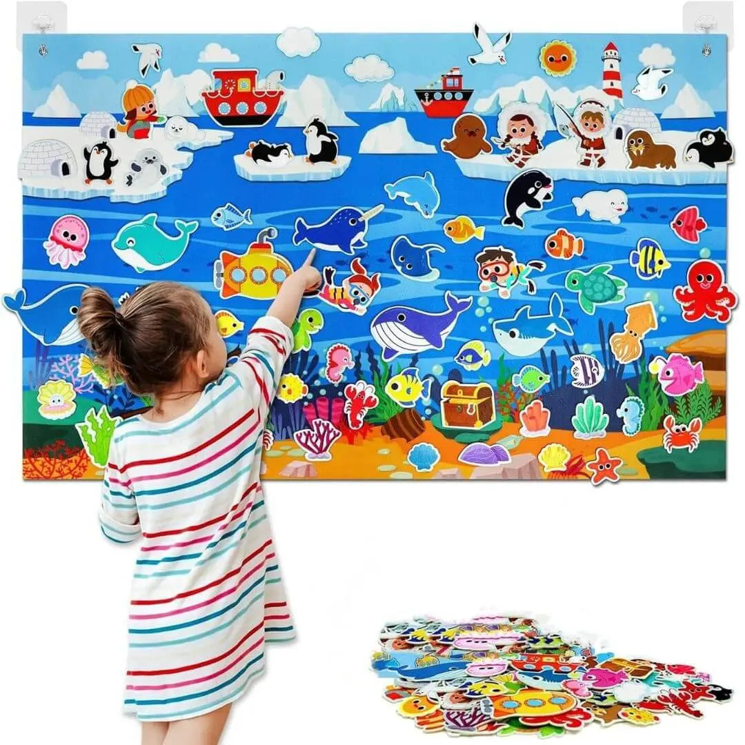 Tablero sensorial de fieltro para bebés y niños pequeños, juguete interactivo para desarrollo cognitivo.