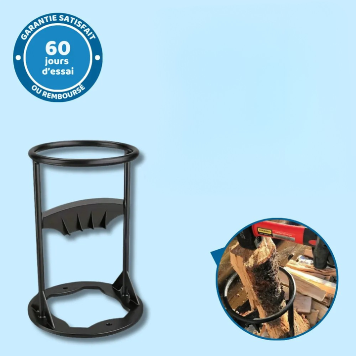 Partidor de leña manual seguro y eficiente, fabricado en acero resistente para uso en chimeneas y estufas.