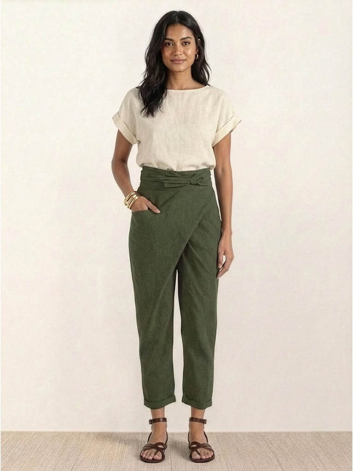 Comodidad diaria: pantalones Teresa de mujer, relajados, con cintura anudada.