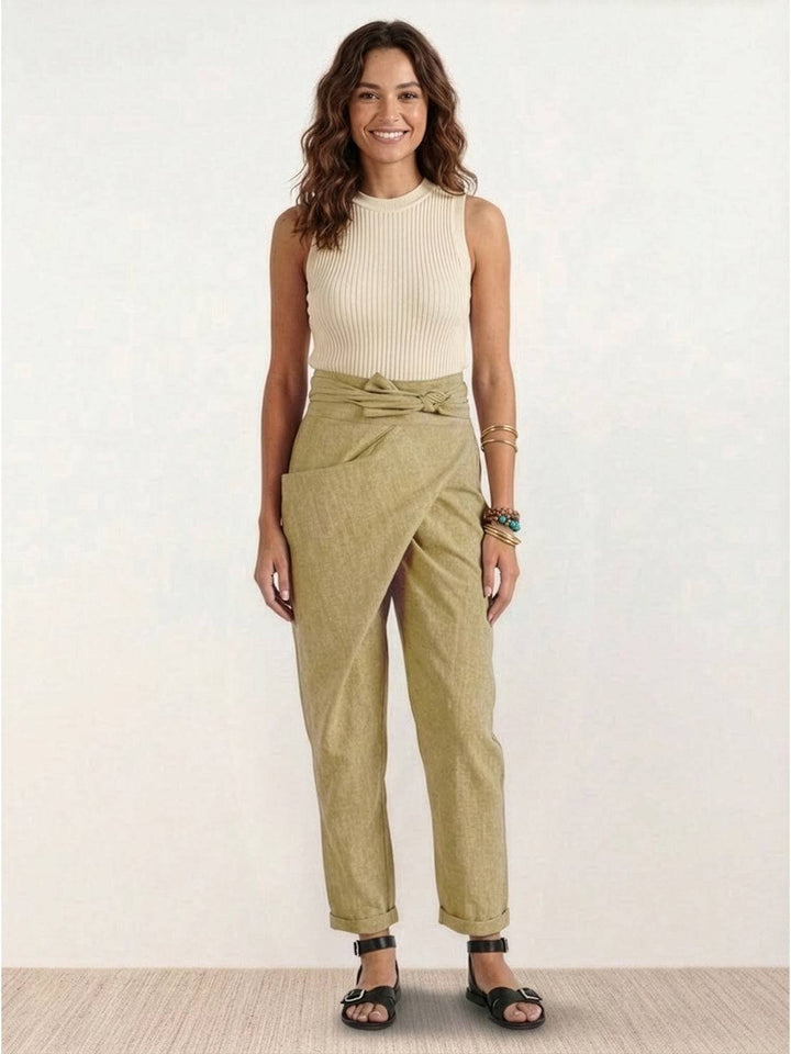 Pantalones Teresa para mujer, cintura anudada, estilo relajado, para cualquier ocasión.