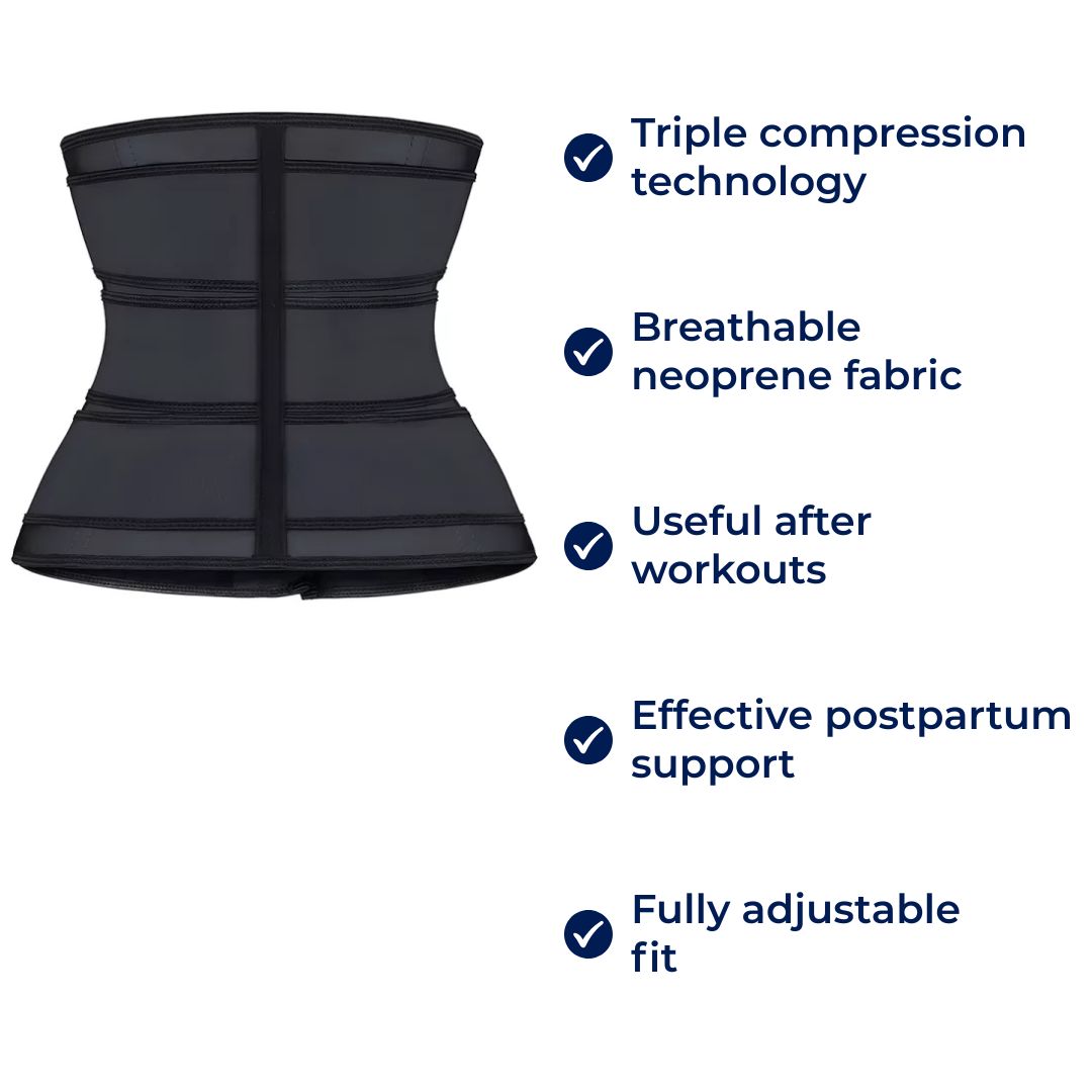 Cinturón de soporte lumbar para fitness y entrenamiento. Faja de compresión abdominal unisex de neopreno.
