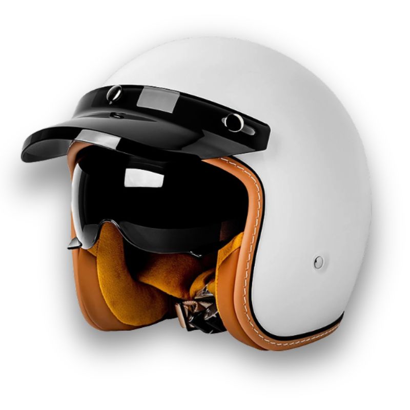 Textura premium de casco Roadster vintage de motocicleta, seguridad DOT ECE, accesorio retro y protección.