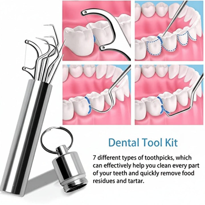 Mondadientes de metal inoxidable, duraderos y reutilizables, para una higiene oral efectiva y sostenible.