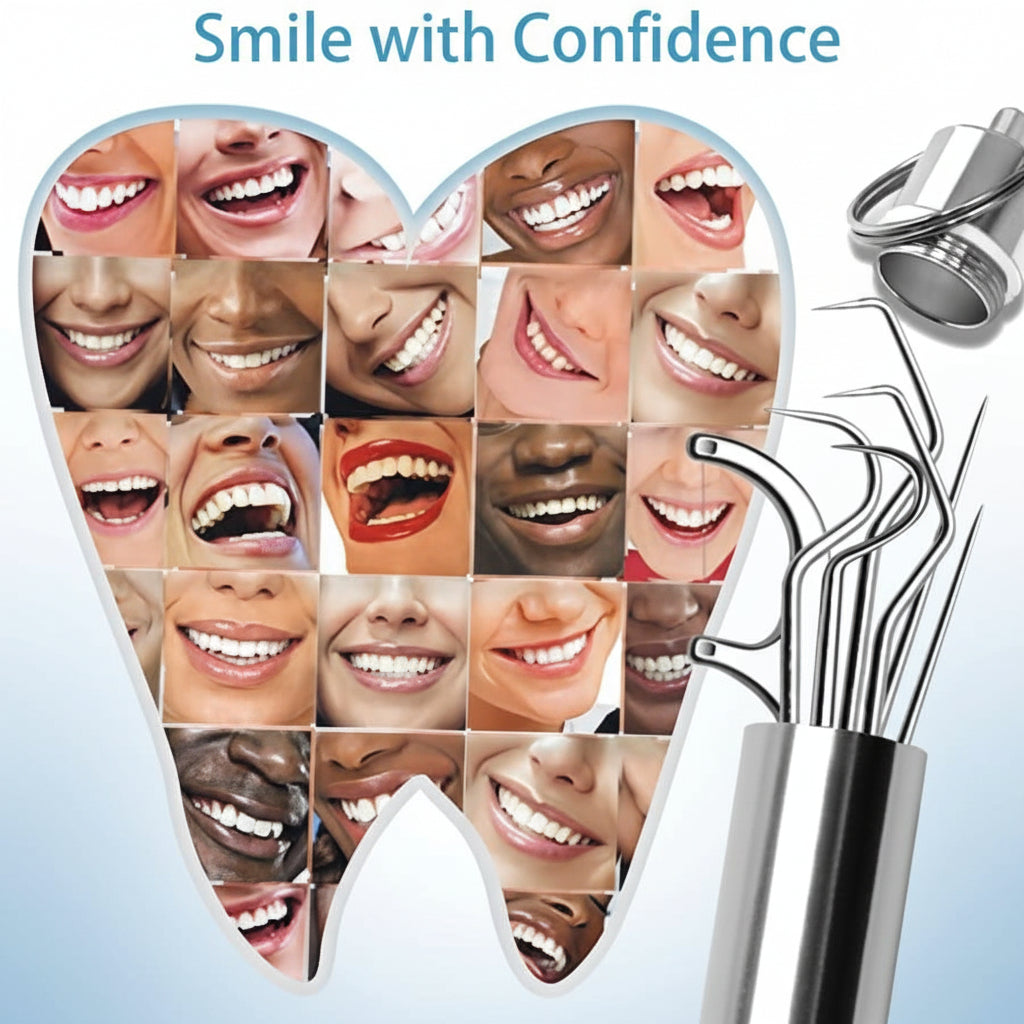 Set de mondadientes de metal, herramienta esencial para higiene oral diaria. Reutilizables y resistentes.