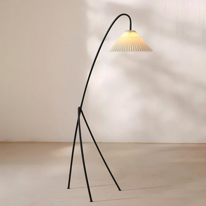 Lámpara de pie plisada, trípode. Luz de lectura moderna para el hogar.