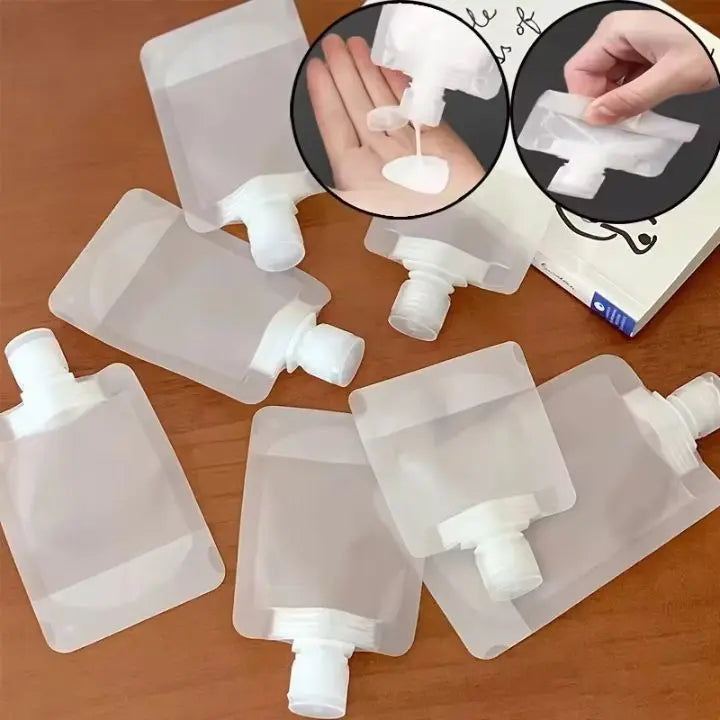 Set de 10 bolsas de viaje portátiles antifugas para cosméticos y cuidado personal, ideal para equipaje de mano.