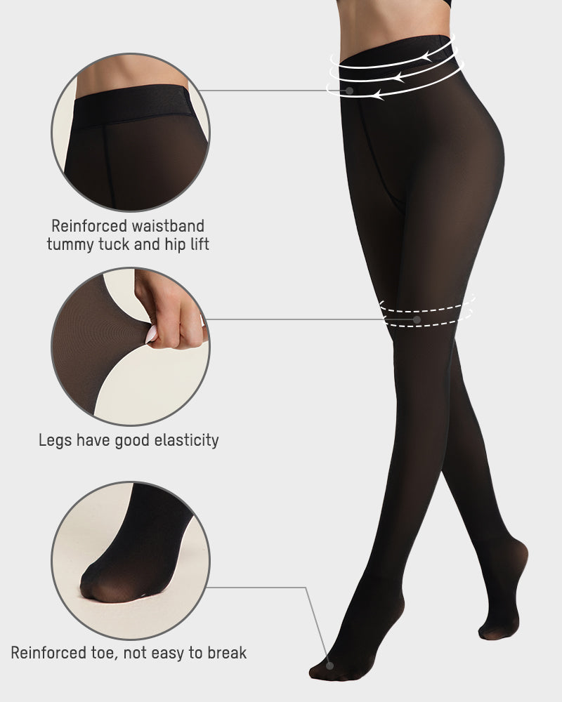Medias de mujer con efecto translúcido que simulan transparencia. Cálidas y confortables.