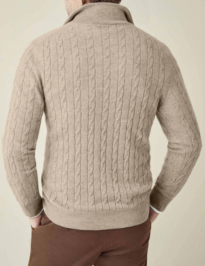 Suéter de invierno para hombre, diseño trenzado y con cremallera, perfecto para el frío.