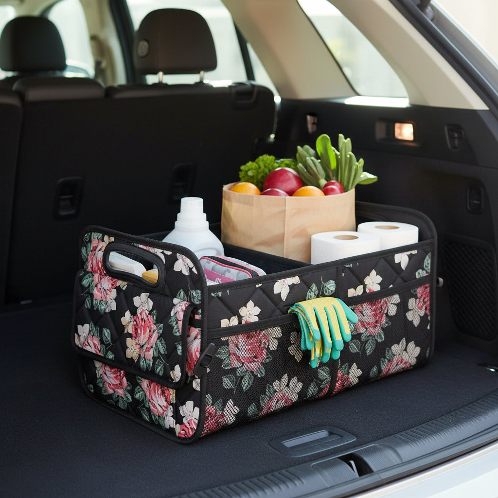 Organizador de maletero para coche, mantiene el orden, almacenamiento plegable y accesorios de viaje.