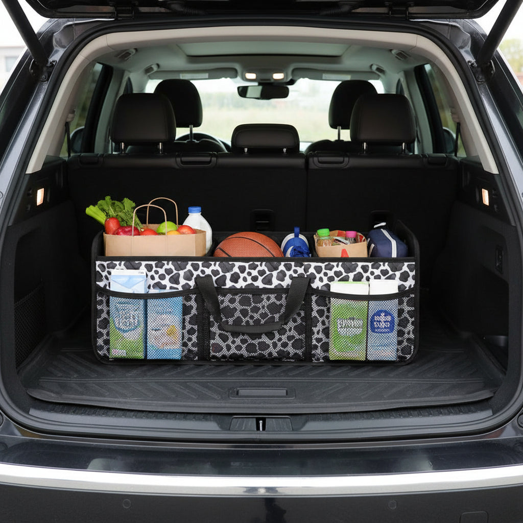 Organizador de maletero de coche, gran capacidad para almacenamiento y orden en viajes y uso diario.