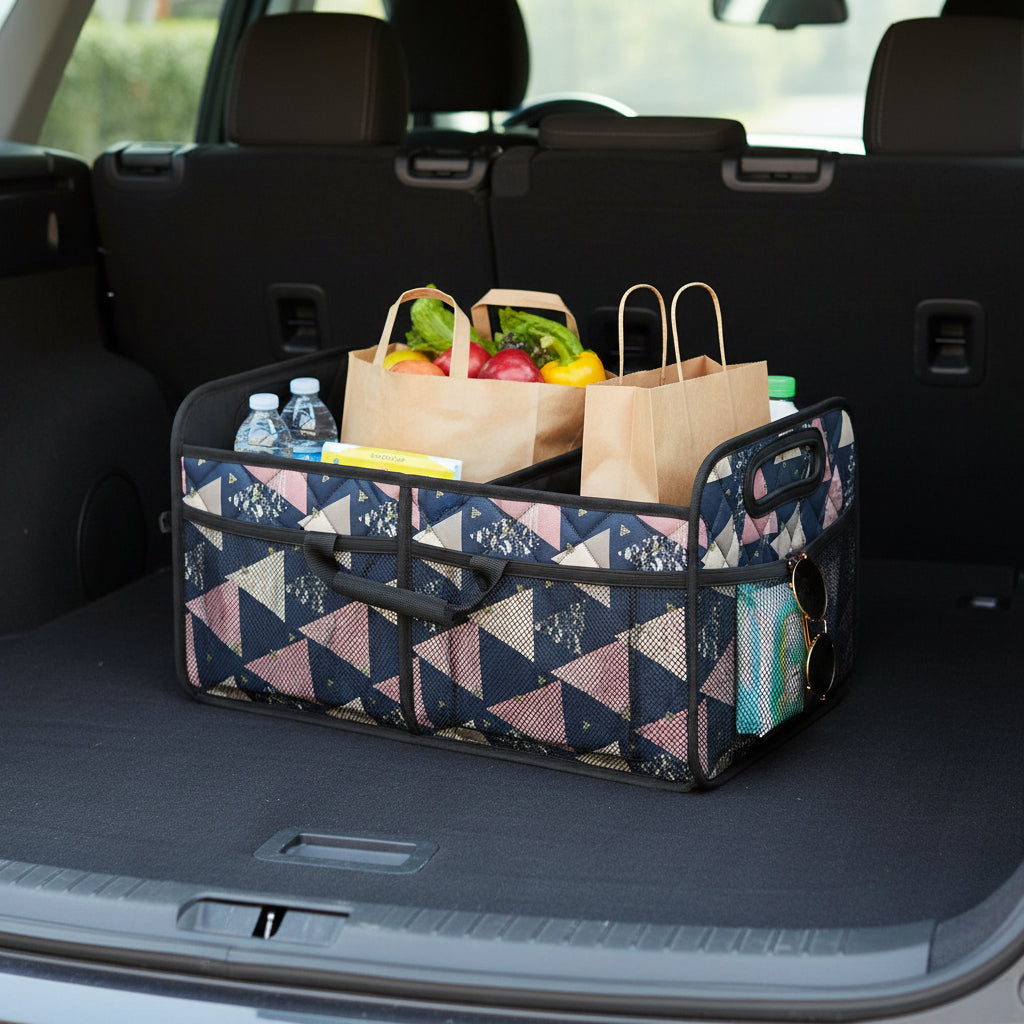 Organizador de maletero plegado para coche, compacto, fácil de guardar, accesorio de almacenamiento esencial.