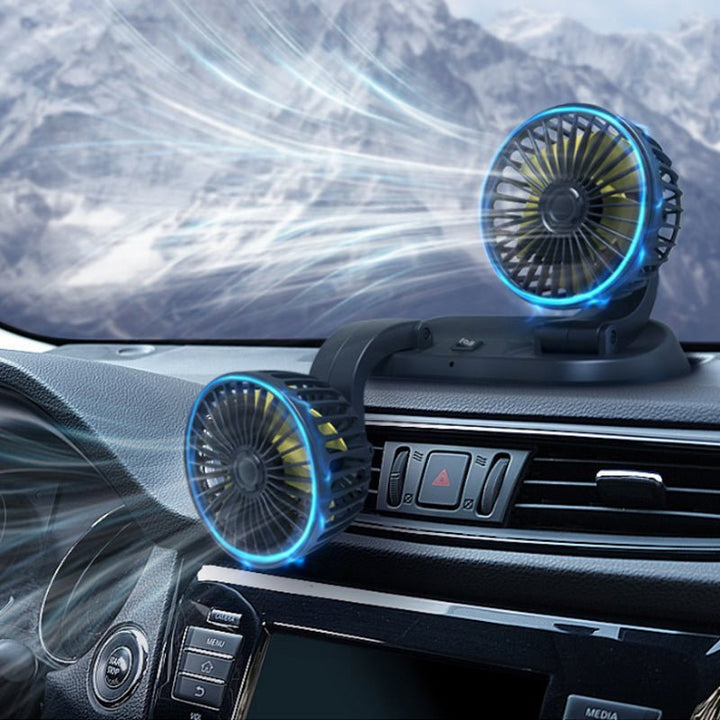 Disfruta aire fresco en movimiento con ventilador de coche. Accesorio esencial para comodidad en cualquier viaje.