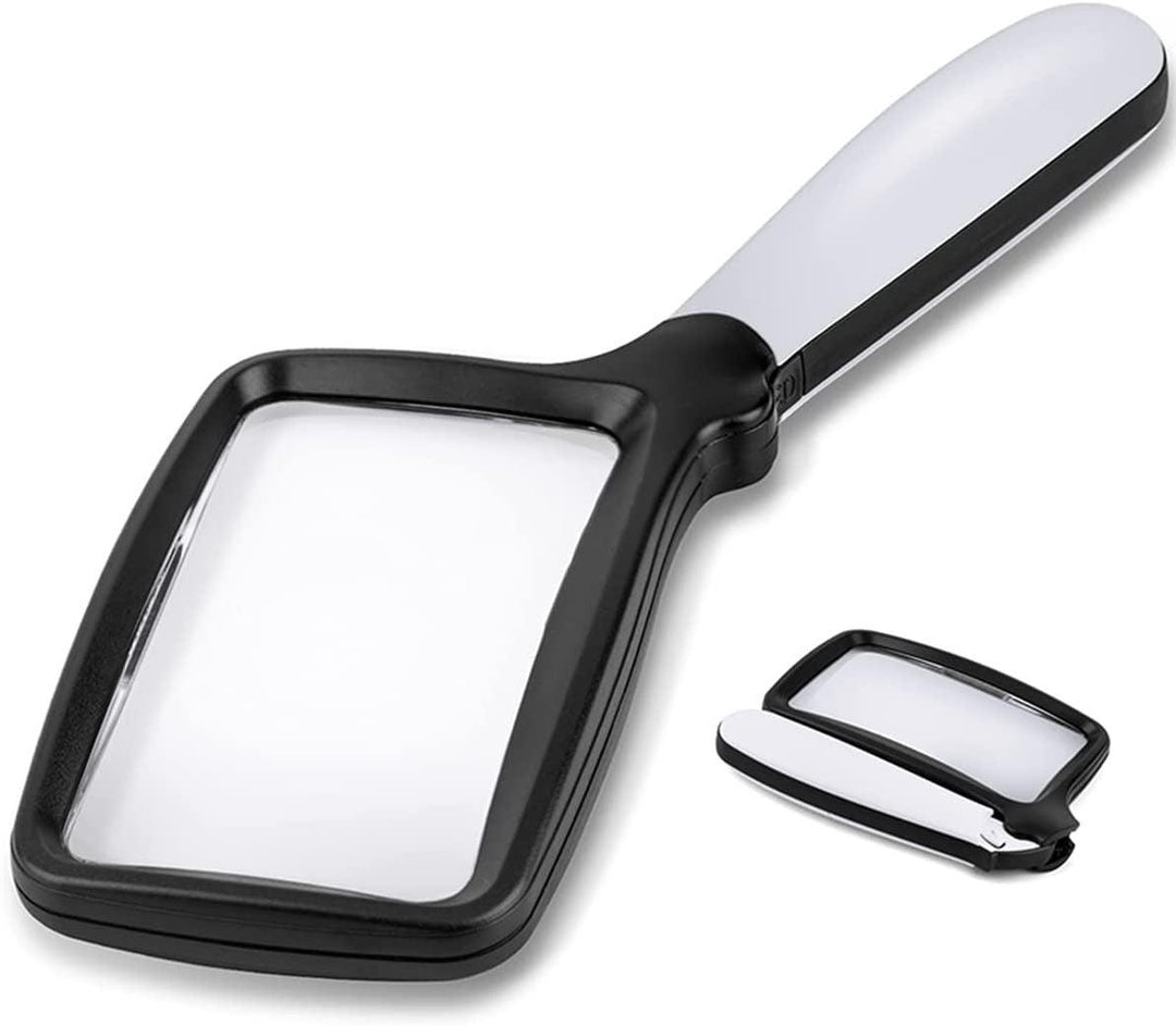 Lupa de lectura LED 3X, portátil y ergonómica. Ideal para adultos mayores y reducir fatiga visual al leer letras pequeñas.