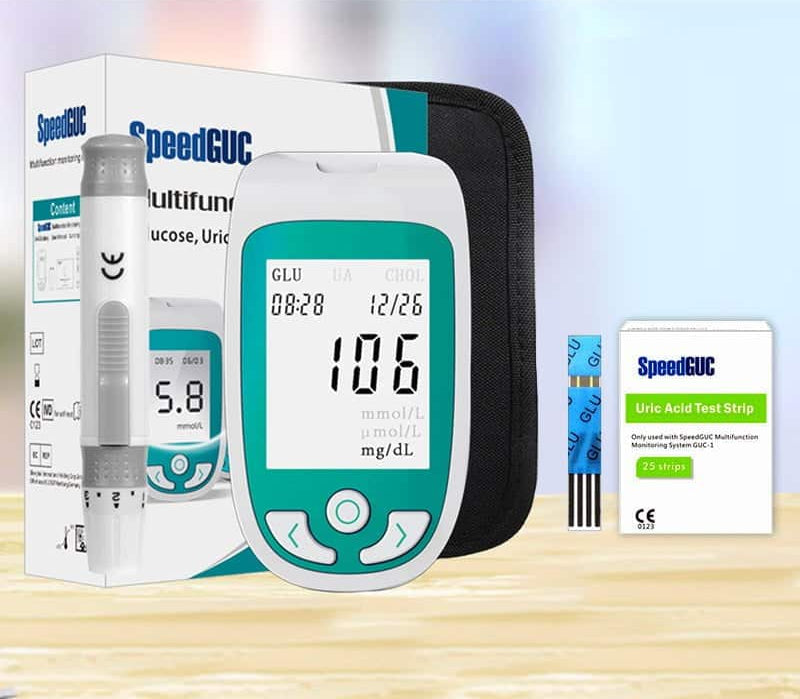 Mantén tu salud: monitor 3 en 1 para glucosa, colesterol y ácido úrico, para control diario.