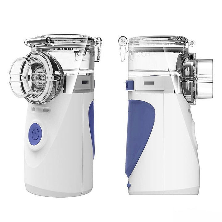 Nebulizador ultrasónico compacto, ideal para viajes; dispositivo portátil esencial para terapia respiratoria diaria.