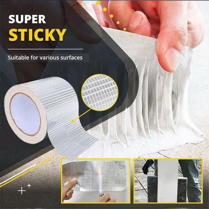 Cinta adhesiva de aluminio butílico ultra resistente para sellar fugas, ideal para reparaciones automotrices.