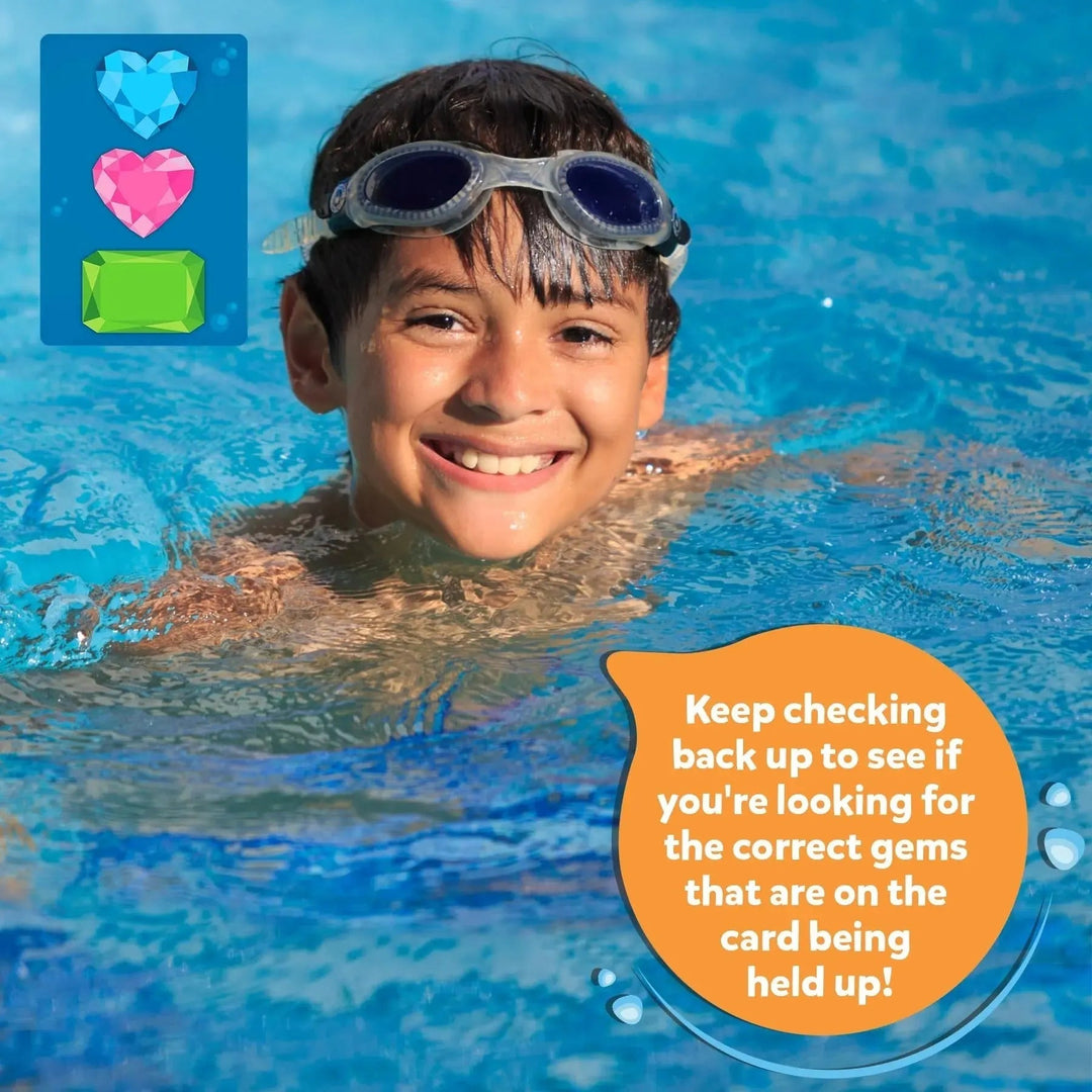 Juego educativo subacuático para niños, ideal para la piscina y el verano, estimula habilidades acuáticas.