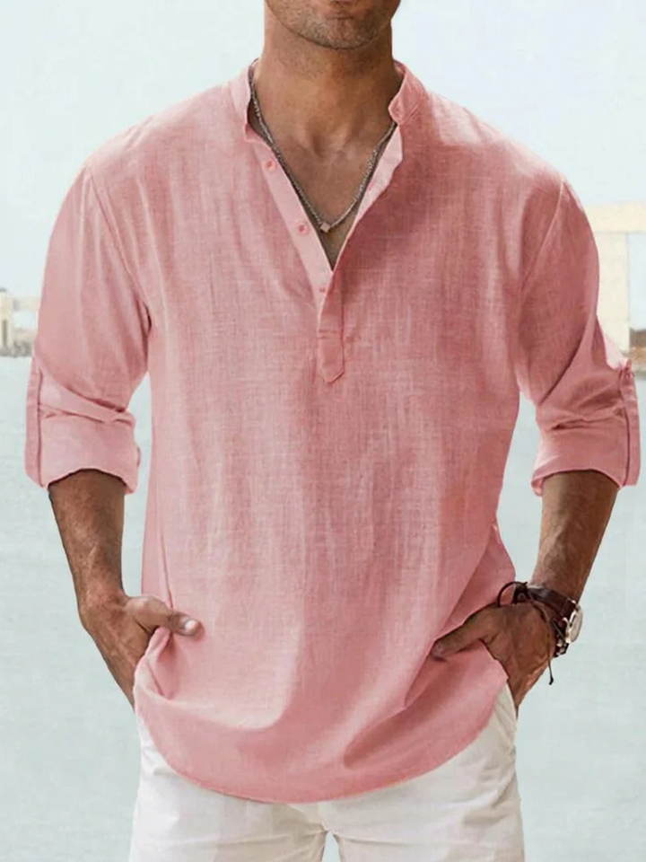 Camisa de lino de manga larga para hombre. Un básico confortable para el estilo de verano.
