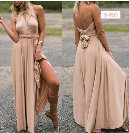 Vestido de fiesta para mujer con espalda descubierta y tirantes cruzados, tono vibrante.
