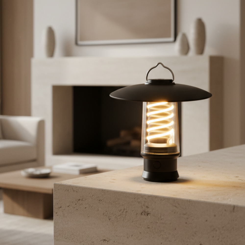 Iluminación ajustable para exteriores, linterna LED con luz cálida, decoración y funcionalidad.