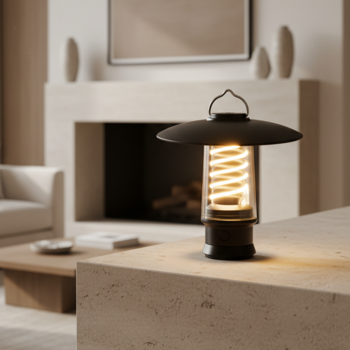 Iluminación ajustable para exteriores, linterna LED con luz cálida, decoración y funcionalidad.