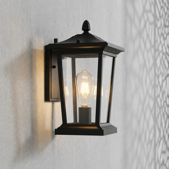 Alumbrado LED vintage de pared para exteriores, diseño industrial de aluminio.