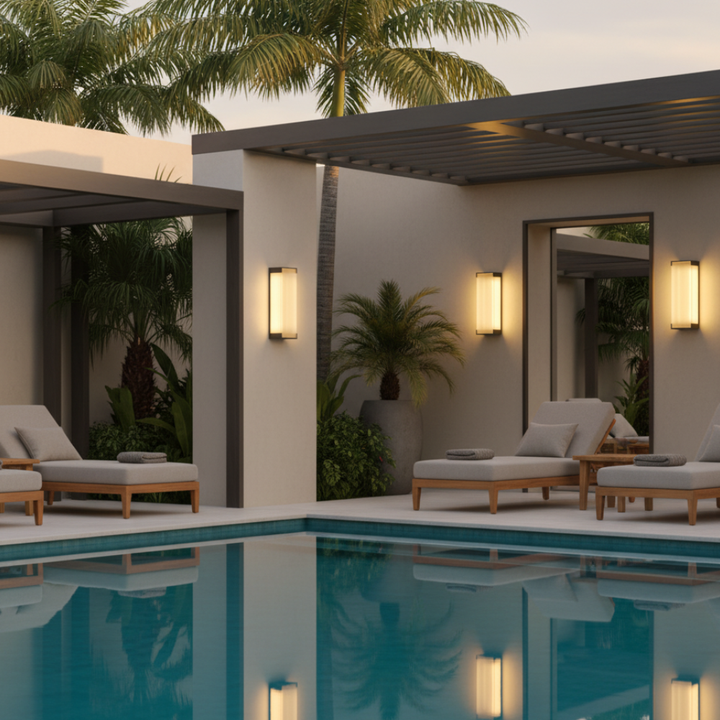 Aplique LED moderno de acero inoxidable, eficiencia energética para la iluminación de patio.