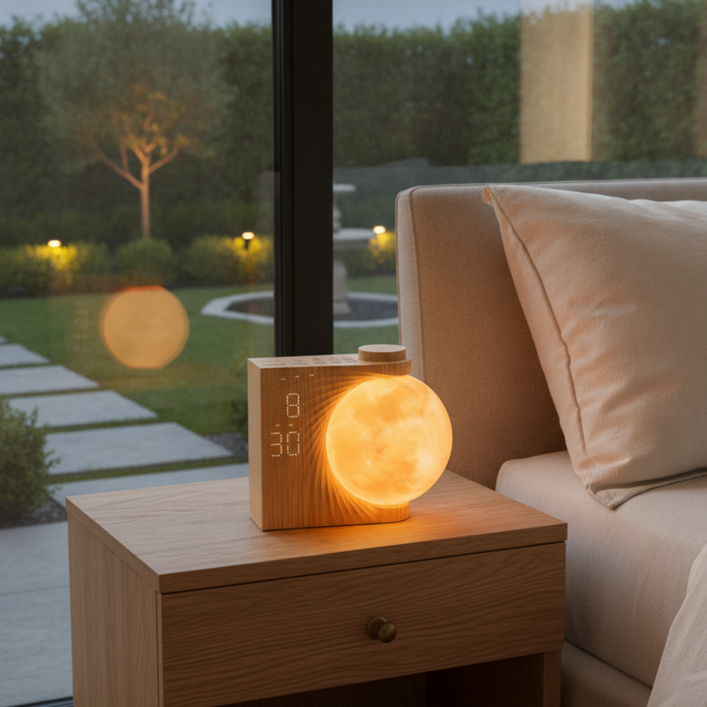 Despertador con luz gradual para un despertar natural y una lámpara de mesita funcional en tu dormitorio.