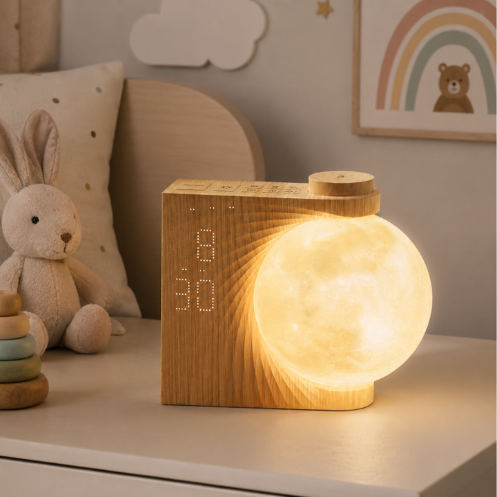 Reloj despertador con funciones de luz de amanecer y lámpara LED, perfecto para el bienestar matutino.