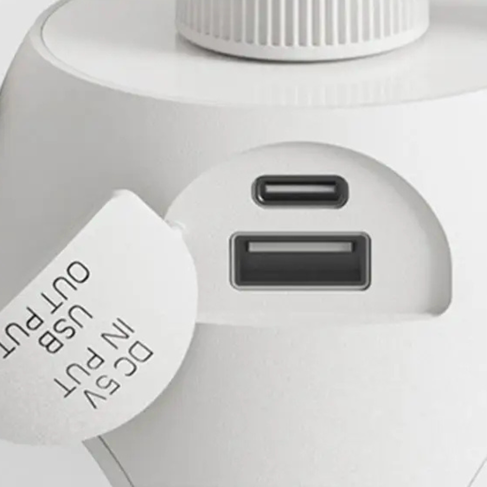 Lámpara USB recargable para exteriores, portátil e inalámbrica, iluminación LED cálida y eficiente.