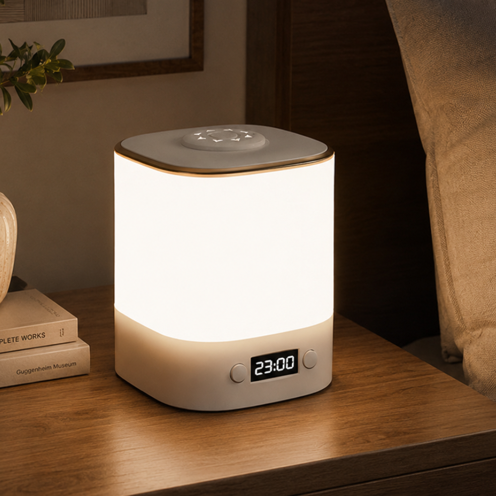 Lámpara de mesa LED regulable moderna para dormitorio o escritorio. Luz ambiental con control remoto. Decoración hogar.