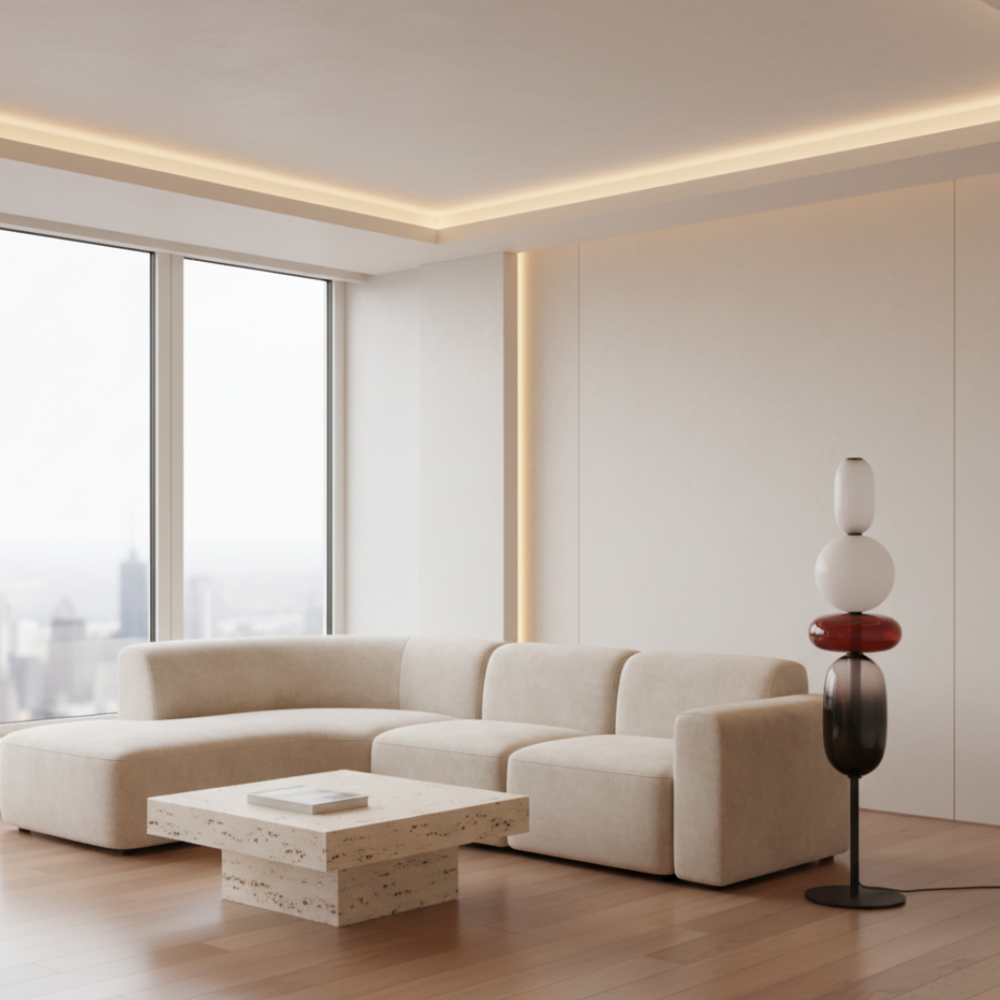 Iluminación ambiental LED Solenne, estilo moderno escultural para decoración. Lámpara de pie.