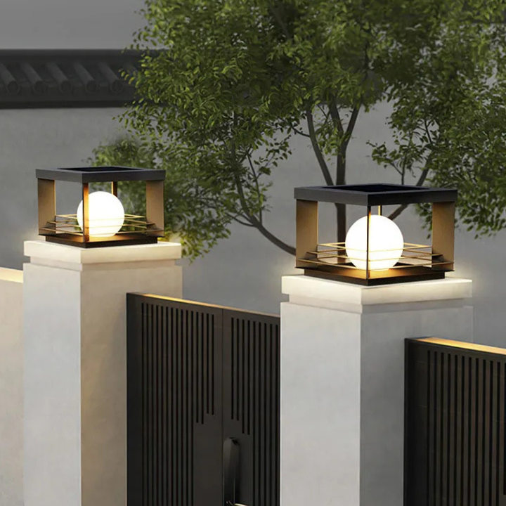 Luz de pilar LED para exterior. Lámpara impermeable y moderna que realza el camino del jardín.