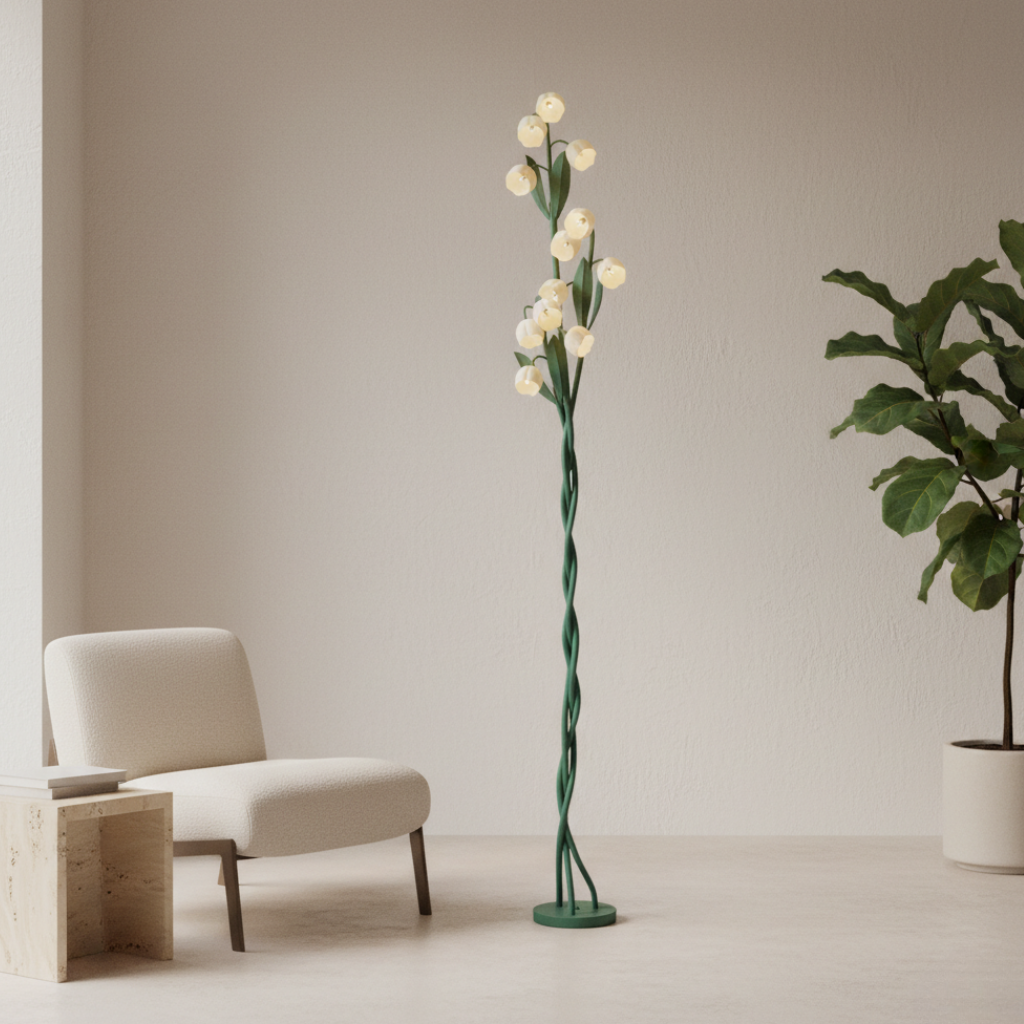 Lámpara de pie floral decorativa. Iluminación LED elegante para crear un ambiente relajante en cualquier sala.