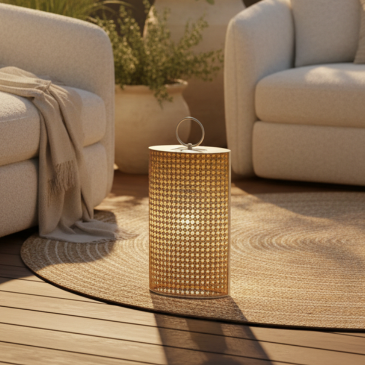 Iluminación automática para jardín con linterna solar LED.