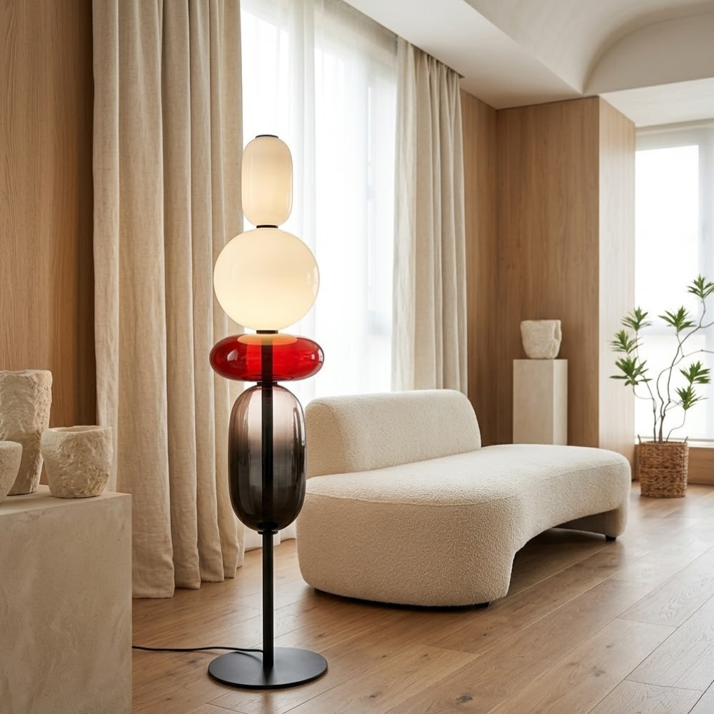 Iluminación ambiental LED Solenne con luz cálida para dormitorio. Estilo escultural moderno.