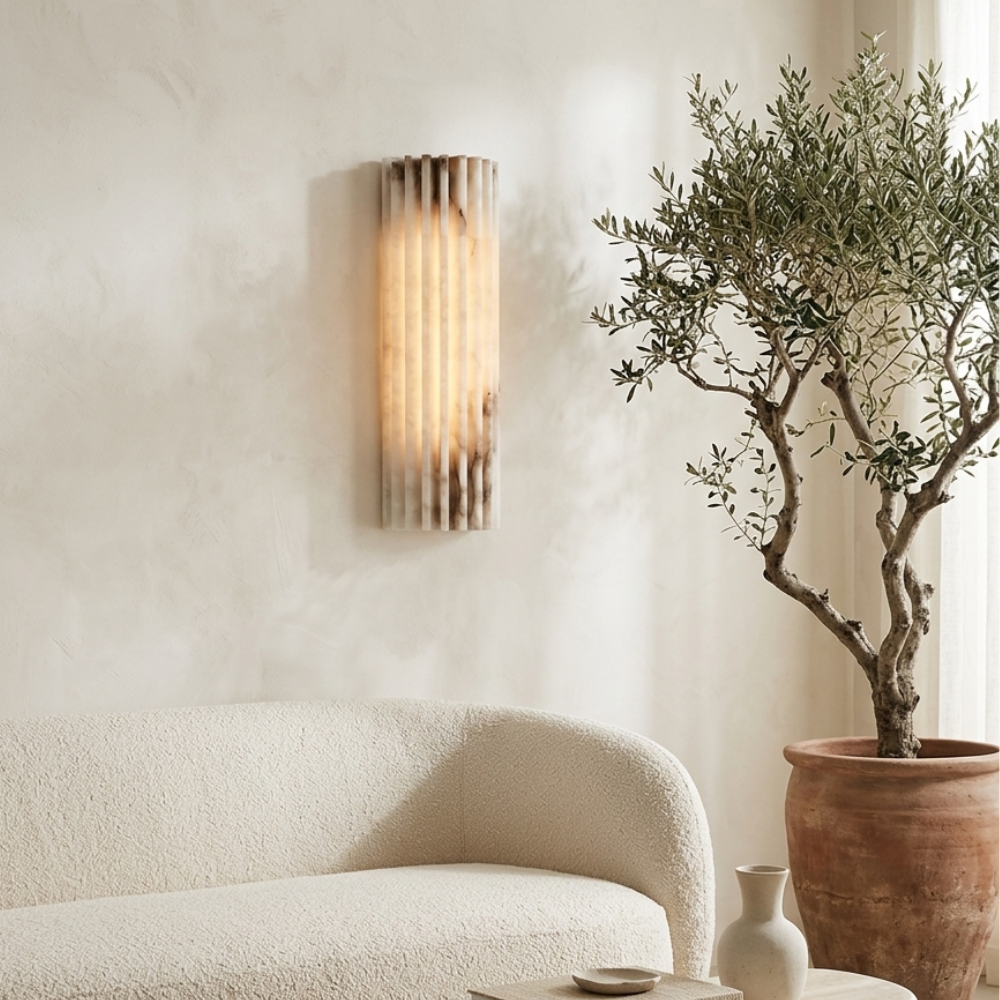 Iluminación de pared moderna para decoración del hogar, estilo minimalista en dormitorio.