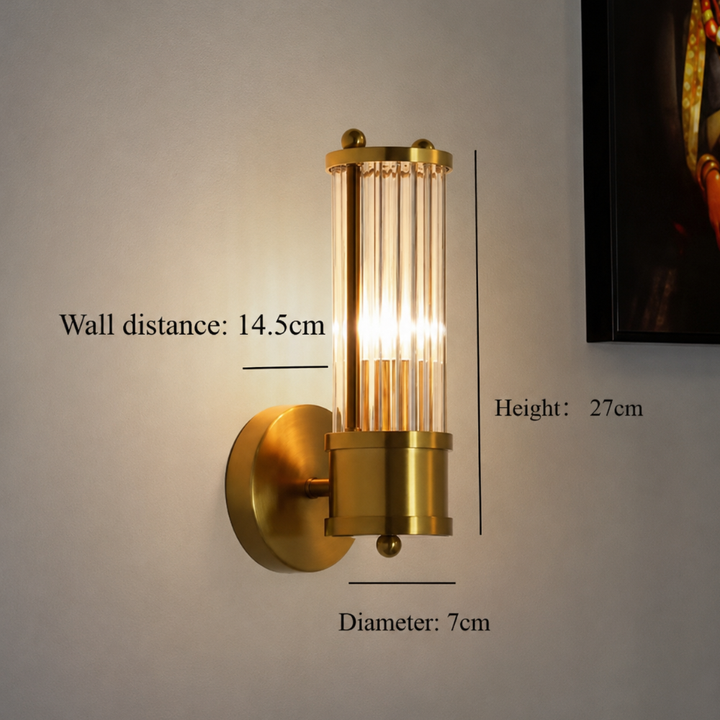 Luz de pared LED dorada para decoración de baño, diseño contemporáneo.